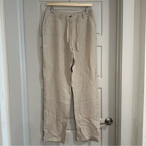 L.L.‎ Bean Beige Linen Pants Medium Tall